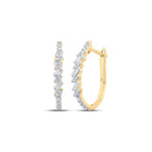 10kt Yellow Gold Baguette and Round Diamond Hoop Earrings - Splendid Jewellery