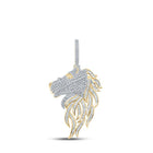 10kt Yellow Gold Baguette and Round Diamond Horse Mane Charm Pendant - 2 - 5/8 Cttw - Splendid Jewellery