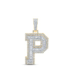 10kt Yellow Gold Baguette and Round Diamond Initial Pendant - 2 - 5/8 Cttw - Splendid Jewellery