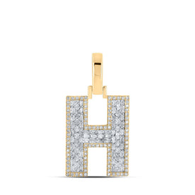 10kt Yellow Gold Baguette and Round Diamond Initial Pendant for Men - 1/2 Cttw - Splendid Jewellery