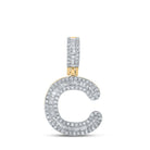 10kt Yellow Gold Baguette and Round Diamond Initial Pendant for Men - 1/2 Cttw - Splendid Jewellery