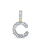 10kt Yellow Gold Baguette and Round Diamond Initial Pendant for Men - 1/2 Cttw - Splendid Jewellery