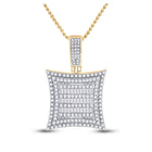 10kt Yellow Gold Baguette and Round Diamond Kite Charm Pendant - 1 - 1/4 Cttw - Splendid Jewellery
