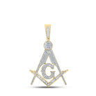 10kt Yellow Gold Baguette and Round Diamond Mason Charm Pendant - 2 - 1/2 Cttw - Splendid Jewellery