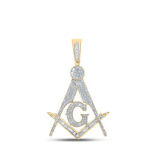 Load image into Gallery viewer, 10kt Yellow Gold Baguette and Round Diamond Mason Charm Pendant - 2 - 1/2 Cttw - Splendid Jewellery