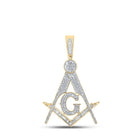 10kt Yellow Gold Baguette and Round Diamond Mason Charm Pendant - 2 - 1/2 Cttw - Splendid Jewellery