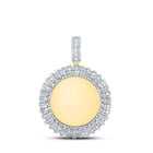 10kt Yellow Gold Baguette and Round Diamond Memory Circle Charm Pendant - 3 Cttw - Splendid Jewellery