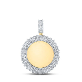 10kt Yellow Gold Baguette and Round Diamond Memory Circle Charm Pendant - 3 Cttw - Splendid Jewellery