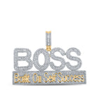 10kt Yellow Gold Baguette and Round Diamond Men's BOSS Charm Pendant - 2 - 3/8 Cttw - Splendid Jewellery