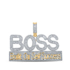 10kt Yellow Gold Baguette and Round Diamond Men's BOSS Charm Pendant - 2 - 3/8 Cttw - Splendid Jewellery