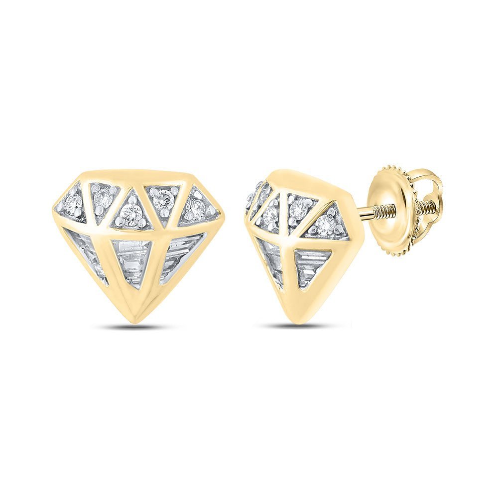10kt Yellow Gold Baguette and Round Diamond Men's Earrings - 1/3 Cttw | Splendid Jewellery - Splendid Jewellery