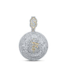 10kt Yellow Gold Baguette and Round Diamond Money Bag Circle Pendant - 5 Ct.t.w. - Splendid Jewellery