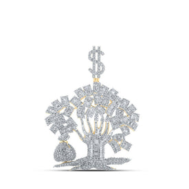 10kt Yellow Gold Baguette and Round Diamond Money Tree Pendant - 6 - 1/2 Cttw - Splendid Jewellery