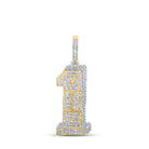 10kt Yellow Gold Baguette and Round Diamond Number 1 Charm Pendant - 2 - 5/8 Cttw - Splendid Jewellery