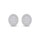 10kt Yellow Gold Baguette and Round Diamond Oval Cluster Earrings 3/8 Cttw - Splendid Jewellery