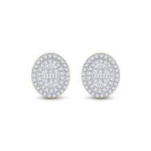Load image into Gallery viewer, 10kt Yellow Gold Baguette and Round Diamond Oval Cluster Earrings 3/8 Cttw - Splendid Jewellery
