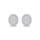 10kt Yellow Gold Baguette and Round Diamond Oval Cluster Earrings 3/8 Cttw - Splendid Jewellery