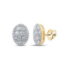 Load image into Gallery viewer, 10kt Yellow Gold Baguette and Round Diamond Oval Earrings - Timeless Elegance and Sparkling Brilliance - Splendid Jewellery