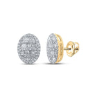 10kt Yellow Gold Baguette and Round Diamond Oval Earrings - Timeless Elegance and Sparkling Brilliance - Splendid Jewellery