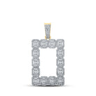 10kt Yellow Gold Baguette and Round Diamond Rectangle Charm Pendant - 2 - 1/2 Cttw - Splendid Jewellery