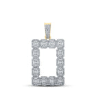 10kt Yellow Gold Baguette and Round Diamond Rectangle Charm Pendant - 2 - 1/2 Cttw - Splendid Jewellery