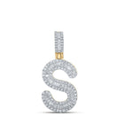 10kt Yellow Gold Baguette and Round Diamond S Initial Pendant - 1/2 Cttw - Splendid Jewellery