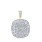 10kt Yellow Gold Baguette and Round Diamond Square Charm Pendant - 2 Cttw - Splendid Jewellery