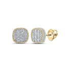 10kt Yellow Gold Baguette and Round Diamond Square Earrings - 1 Cttw | Exquisite Men's Jewelry - Splendid Jewellery