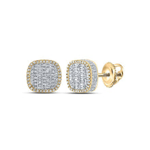 Load image into Gallery viewer, 10kt Yellow Gold Baguette and Round Diamond Square Earrings - 1 Cttw | Exquisite Men's Jewelry - Splendid Jewellery