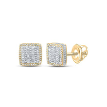 Load image into Gallery viewer, 10kt Yellow Gold Baguette and Round Diamond Square Earrings for Men - 1 Cttw of Dazzling Brilliance - Splendid Jewellery