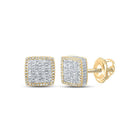 10kt Yellow Gold Baguette and Round Diamond Square Earrings for Men - 1 Cttw of Dazzling Brilliance - Splendid Jewellery