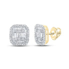 10kt Yellow Gold Baguette and Round Diamond Square Earrings for Men - 1/2 Cttw - Splendid Jewellery
