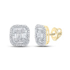 10kt Yellow Gold Baguette and Round Diamond Square Earrings for Men - 1/2 Cttw - Splendid Jewellery