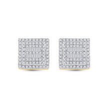 Load image into Gallery viewer, 10kt Yellow Gold Baguette and Round Diamond Square Earrings for Men - 1/2 Cttw - Splendid Jewellery