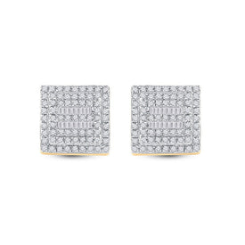 10kt Yellow Gold Baguette and Round Diamond Square Earrings for Men - 1/2 Cttw - Splendid Jewellery