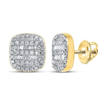 Load image into Gallery viewer, 10kt Yellow Gold Baguette and Round Diamond Square Earrings for Men - 1/3 Cttw - Splendid Jewellery