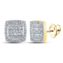 Load image into Gallery viewer, 10kt Yellow Gold Baguette and Round Diamond Square Earrings for Men - 3/8 Cttw - Splendid Jewellery