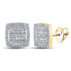 10kt Yellow Gold Baguette and Round Diamond Square Earrings for Men - 3/8 Cttw - Splendid Jewellery
