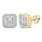 10kt Yellow Gold Baguette and Round Diamond Square Earrings for Men - 5/8 Cttw - Splendid Jewellery