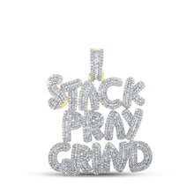Load image into Gallery viewer, 10kt Yellow Gold Baguette and Round Diamond Stack Pray Grind Charm Pendant - 3 Cttw - Splendid Jewellery
