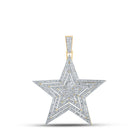 10kt Yellow Gold Baguette and Round Diamond Star Charm Pendant - 2 - 1/3 Cttw - Splendid Jewellery