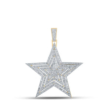 Load image into Gallery viewer, 10kt Yellow Gold Baguette and Round Diamond Star Charm Pendant - 2 - 1/3 Cttw - Splendid Jewellery