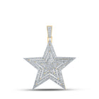 10kt Yellow Gold Baguette and Round Diamond Star Charm Pendant - 2 - 1/3 Cttw - Splendid Jewellery