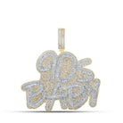 10kt Yellow Gold Baguette Diamond 90s Baby Charm Pendant - 9 - 1/2 Cttw - Splendid Jewellery