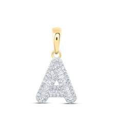 Load image into Gallery viewer, 10kt Yellow Gold Baguette Diamond A Initial Pendant | Personalized Elegance in Dazzling Brilliance - Splendid Jewellery
