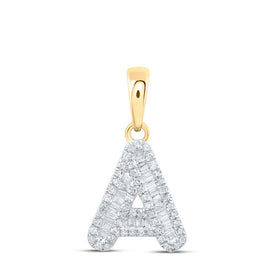 10kt Yellow Gold Baguette Diamond A Initial Pendant | Personalized Elegance in Dazzling Brilliance - Splendid Jewellery