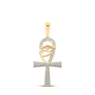 10kt Yellow Gold Baguette Diamond Ankh Eye Cross Pendant - Masculine Elegance at its Finest - Splendid Jewellery