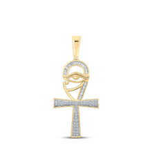 Load image into Gallery viewer, 10kt Yellow Gold Baguette Diamond Ankh Eye Cross Pendant - Masculine Elegance at its Finest - Splendid Jewellery