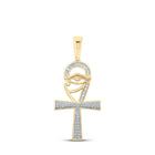 10kt Yellow Gold Baguette Diamond Ankh Eye Cross Pendant - Masculine Elegance at its Finest - Splendid Jewellery