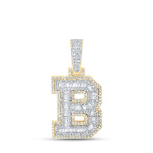 Load image into Gallery viewer, 10kt Yellow Gold Baguette Diamond B Initial Charm Pendant for Men - Splendid Jewellery